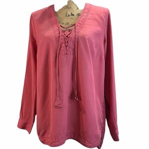 J. Jill Rose Lace-Up Blouse. EC. Size medium